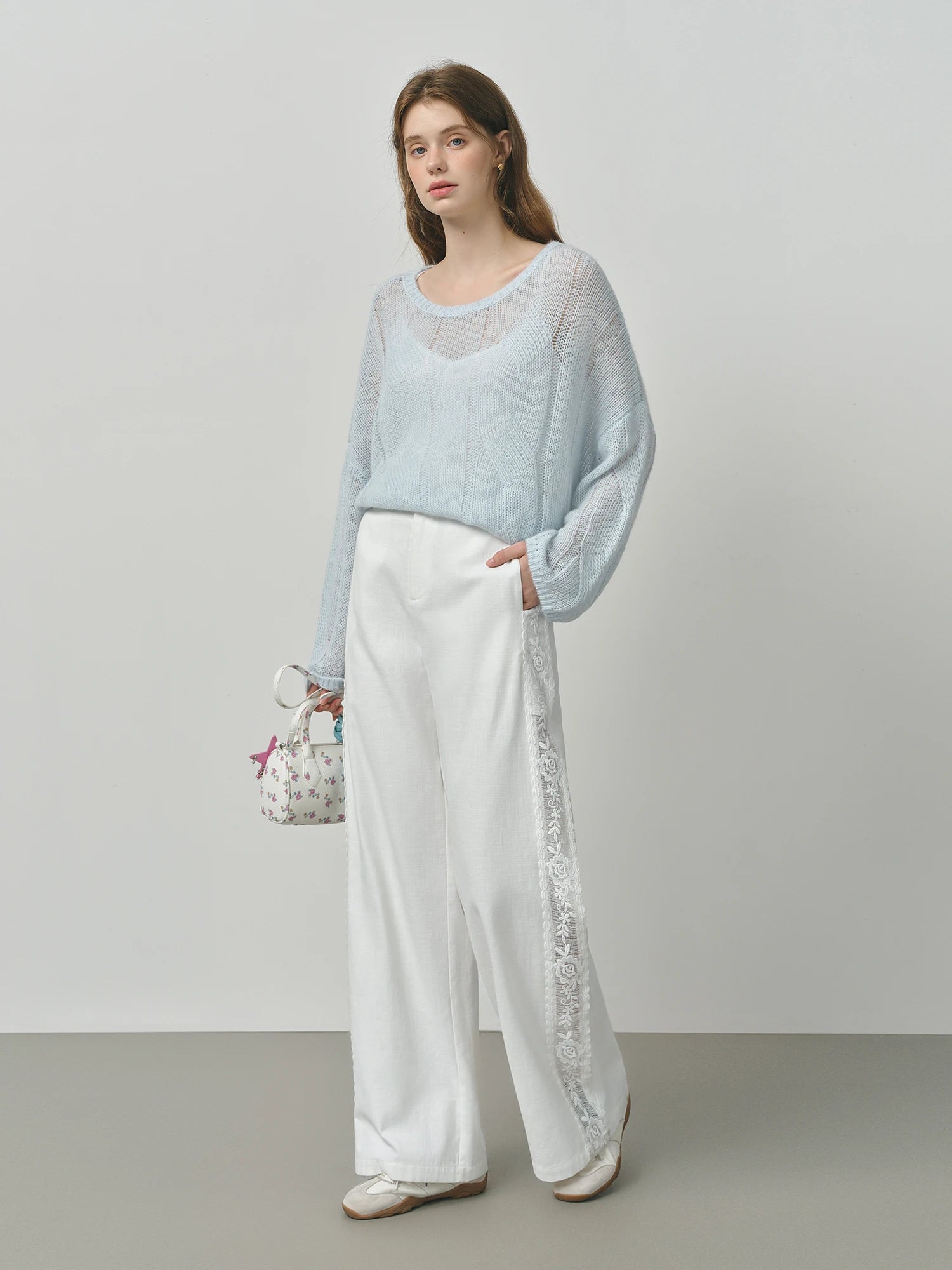 FSLE Alpaca French Lazy Cable Knit Sweater 2025 Autumn New Loose Pullover Sweater