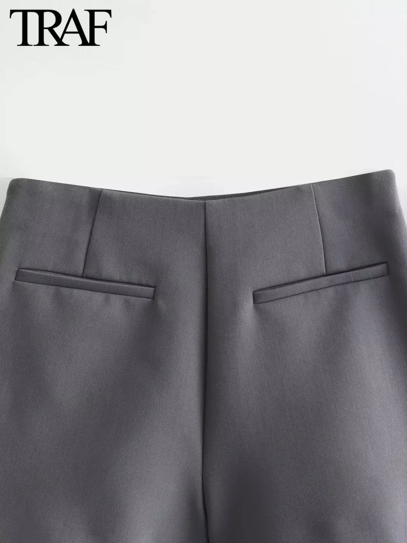 TRAF Women Fashion 2024 Spring New Casual Asymmetric Pocket SkirtPants Chic Female High Waisted Culottes Wide Leg Shorts Mujer