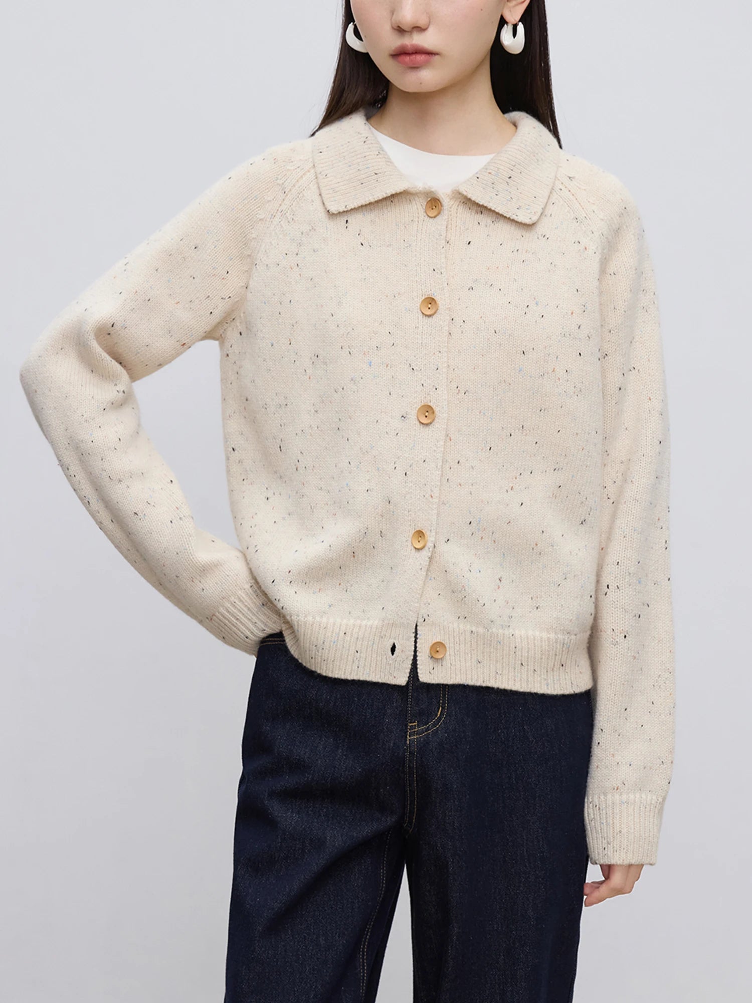 ZIQIAO Petite Size French Retro Red Cardigan Sweater for Women in Early Autumn Winter 2024 New Style of Lapel Knit Sweater Top