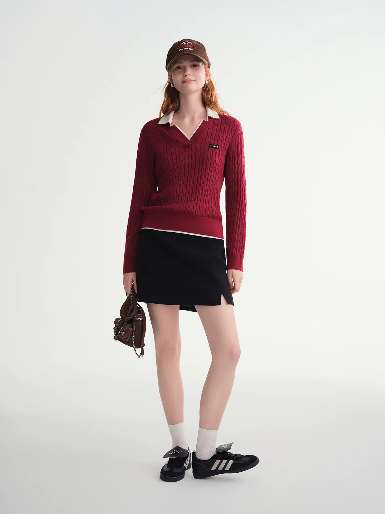 Contrast Color V-neck Cable Knit Sweater 2025 Winter New Products Long Sleeve Pullovers Solid Leisure Korean Style