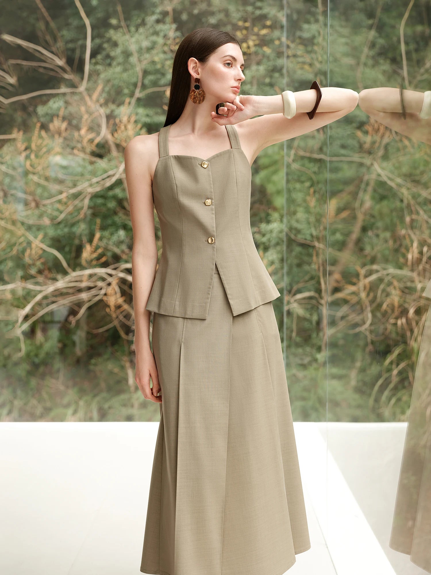 FSLE 【Premium Series】MInimalism Old Money Style Vest Top Skirt Set For Women 2025 Summer New Arrival Office Lady Chic Suit