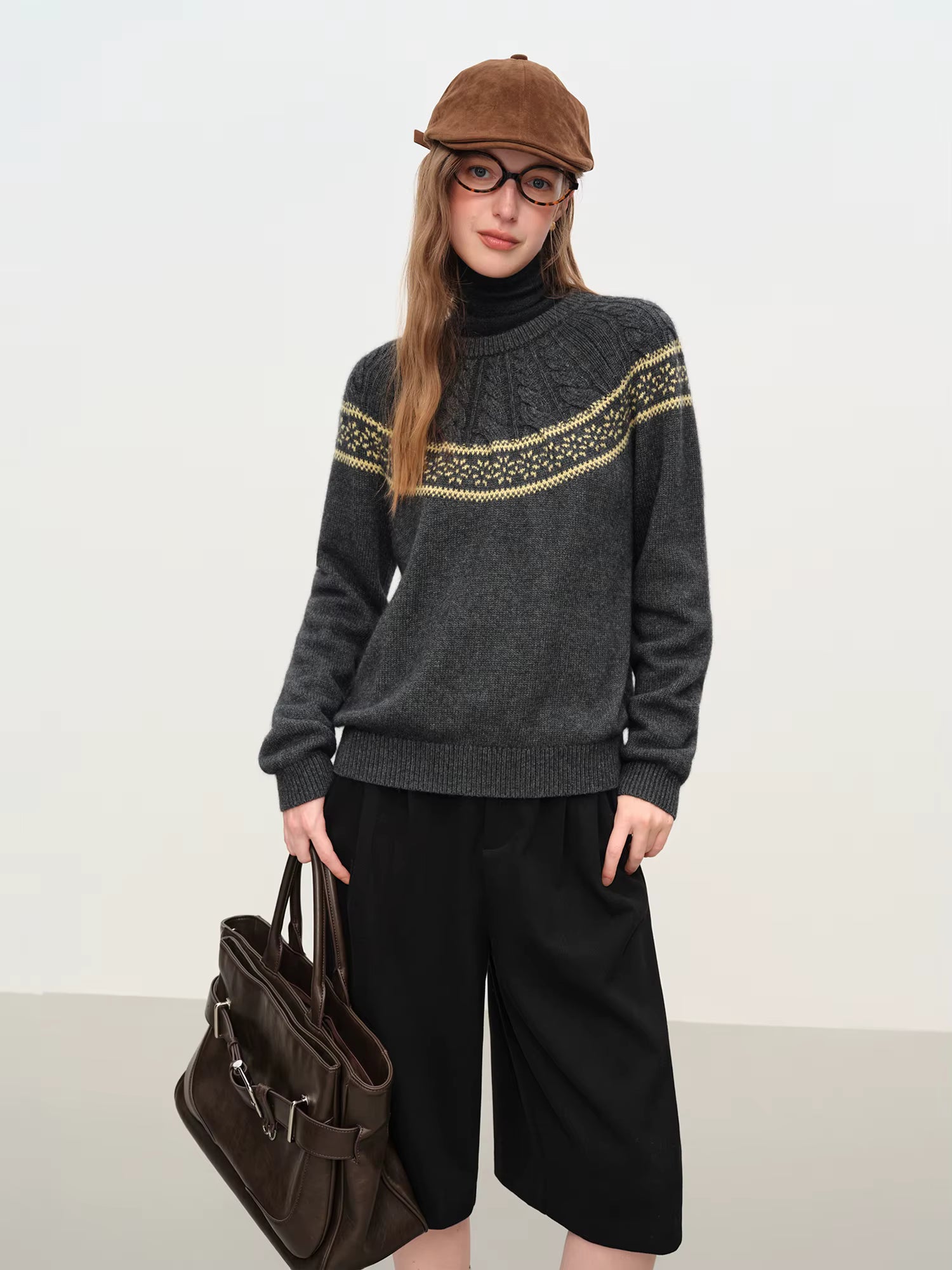 Christmas Retro Fair Isle Color Block Knit Sweater Women 2025 New Winter Round Neck Pullover Cozy Y2K Holiday Fashion Gift