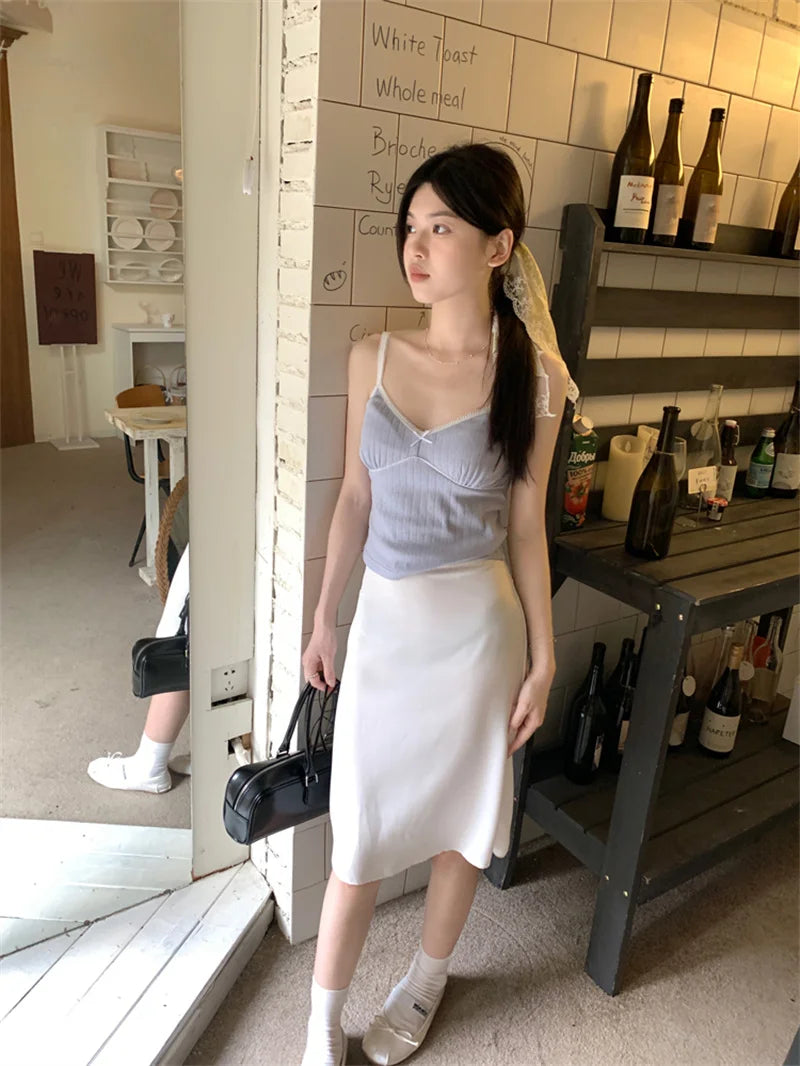 Women's Elegant Satin Mini Skirt with Bow Detail