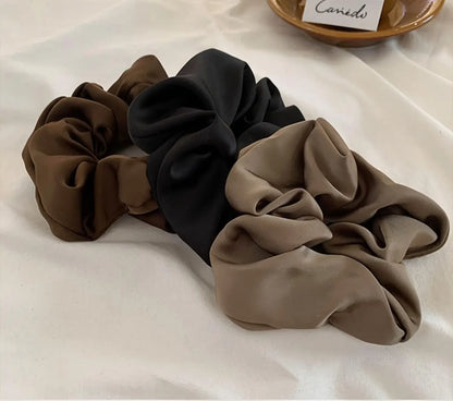 Newest Woman Big Elegant Silk Elastics Hair Band Solid Color Scrunchies Hair Ties Ladies Ponytail Hold Hair Accessories