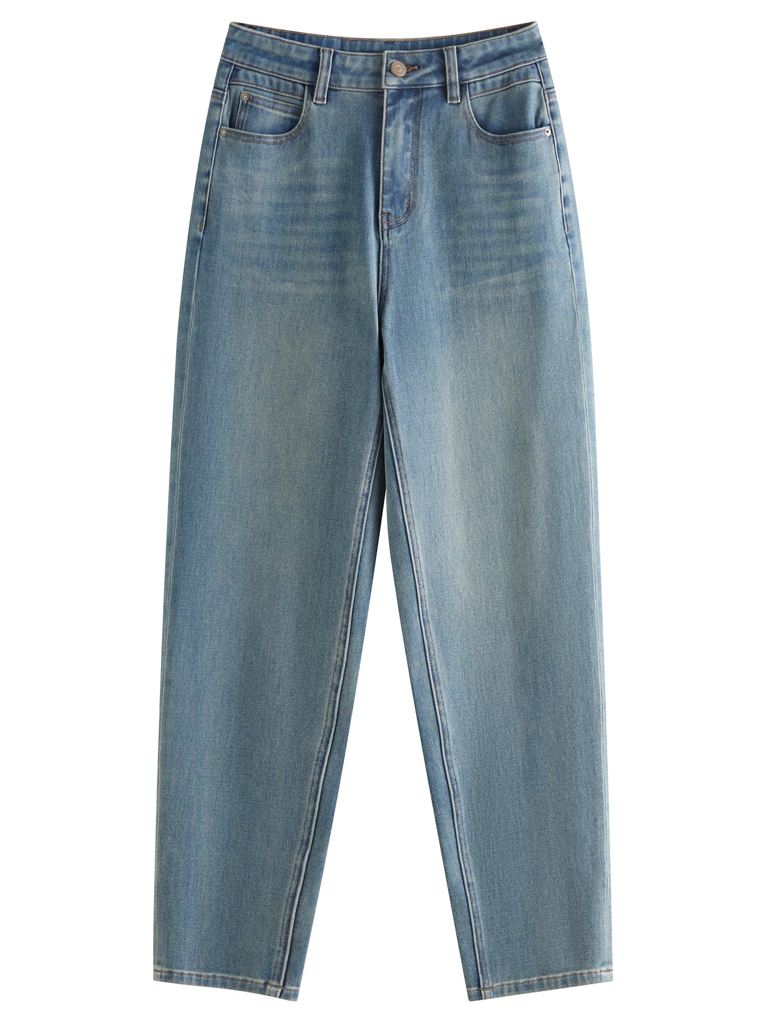 FSLE 55.2% Cotton Retro Style High Waist Jeans For Women Autumn Winter 2024 New Design All-match Trousers Casual Pants 24FS14494