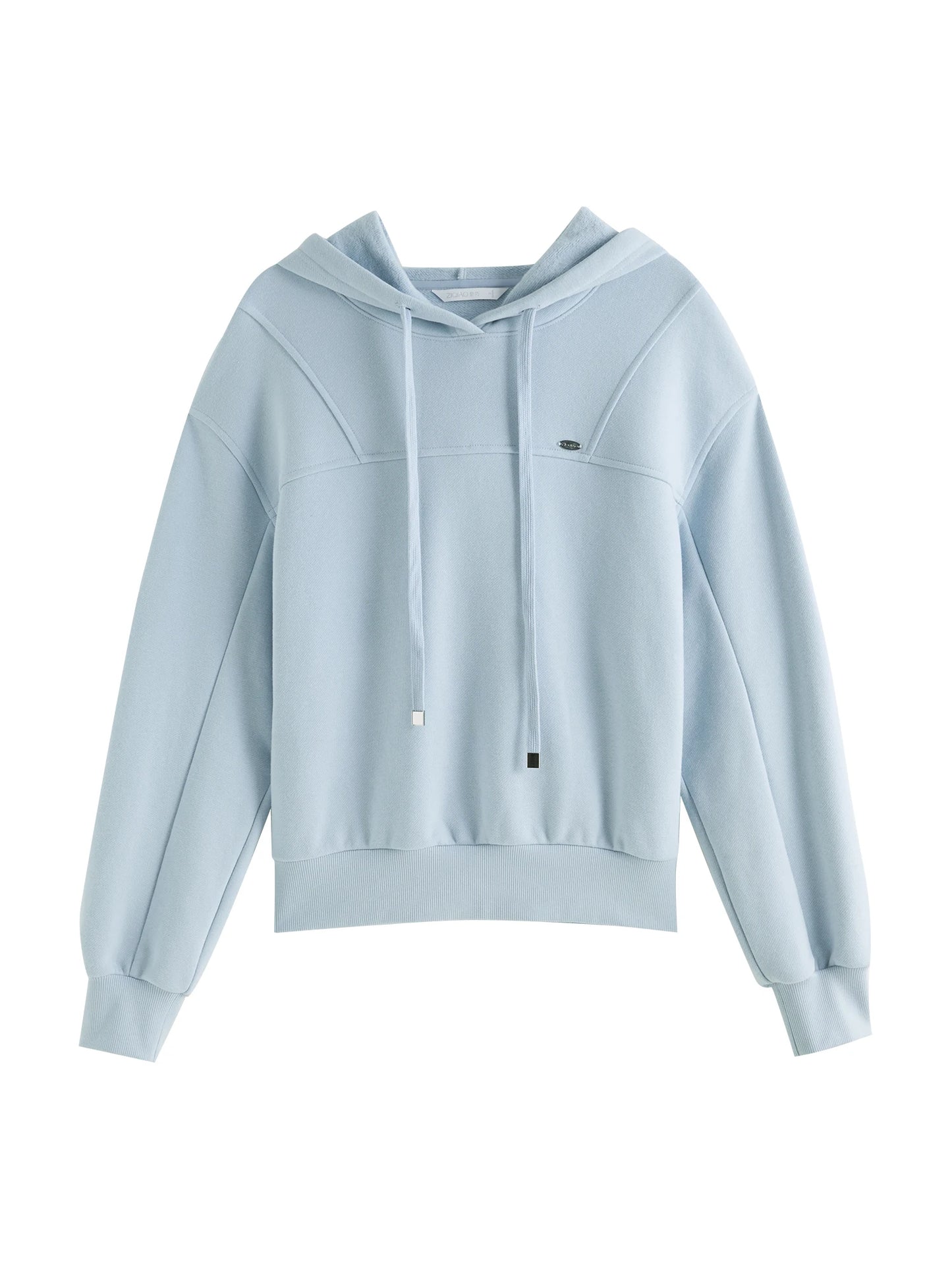 ZIQIAO Women Short Hoodies 2024 Winter Blue Thicken Female Sweatshirt Tops 86.7% Cotton Warm Women Pullover Top 24ZQ94374