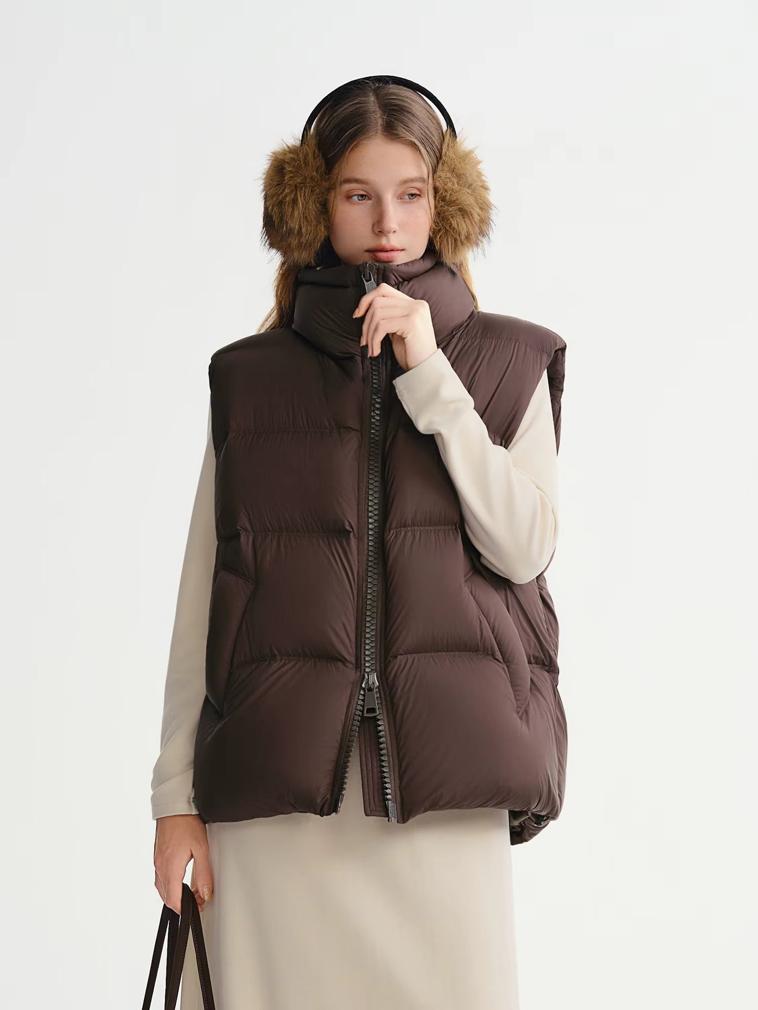 New Arrival Women Thermal Down Vest 2025 Winter Double Zip Lightweight Warm Sleeveless Jacket for Outdoor Travel Commuter