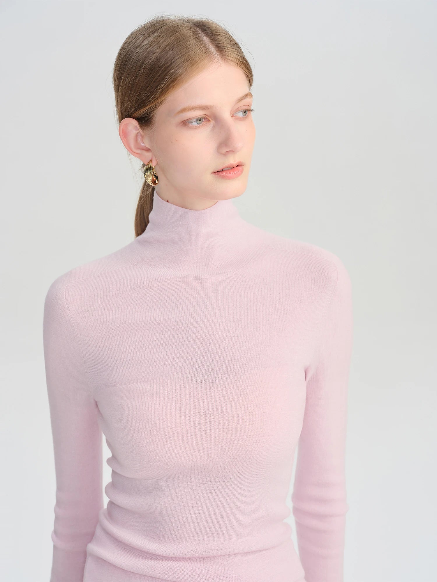 ZIQIAO Wool Sweater for Women Autumn and Winter New 18 Needle Nude Seamless Knitted Bottoming T-shirt