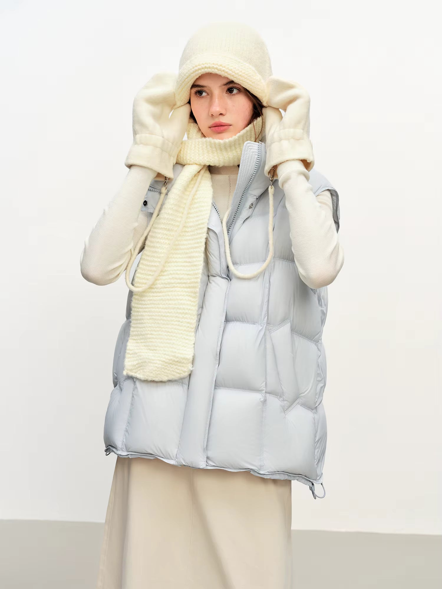 Winter 2025 Women's Korean Style Stand Collar Puffer Vest - Lightweight Down-Free Design Oversized Cloud-Like Fit Casual