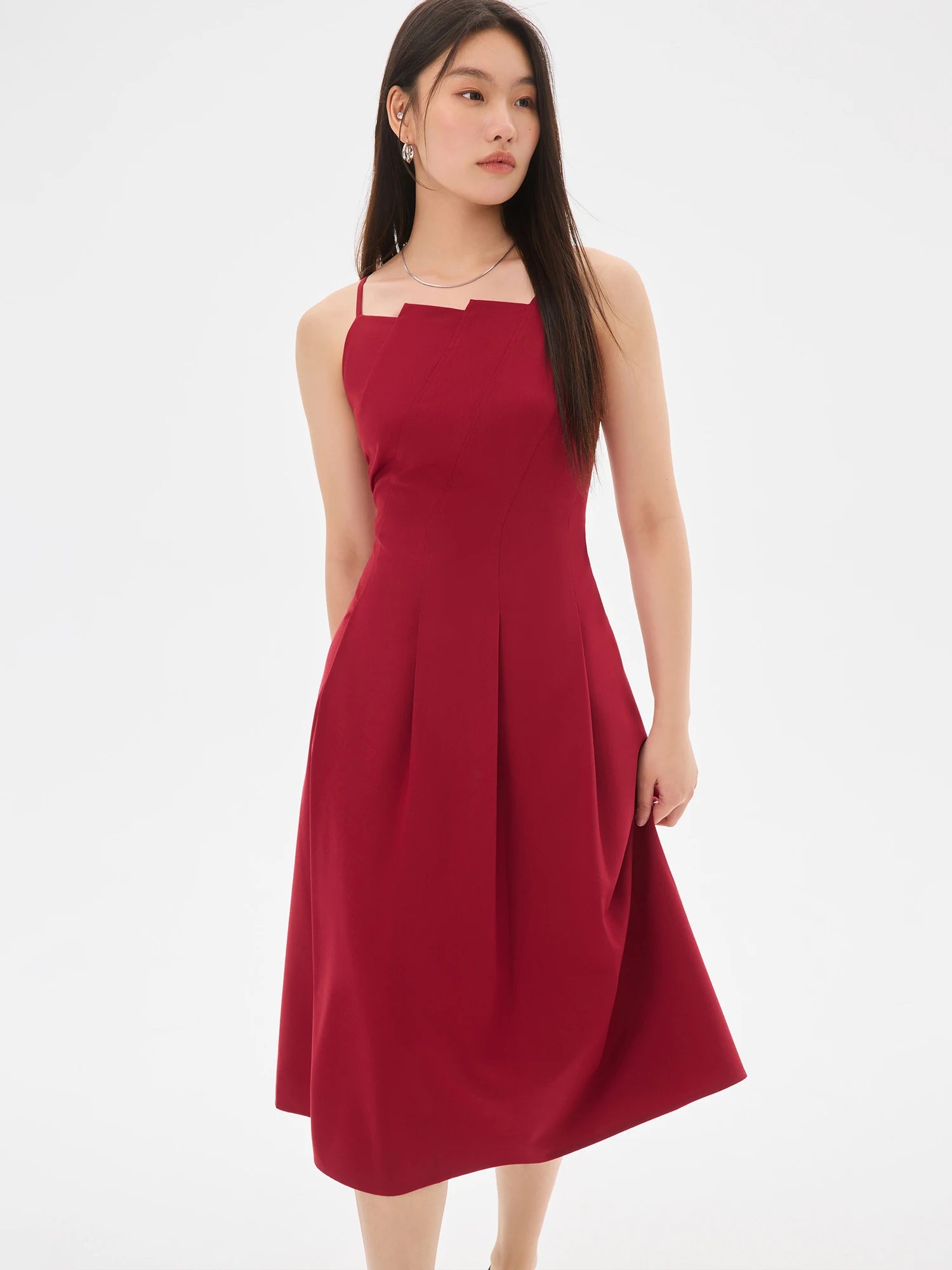 DUSHU 2025 Summer Women's Origami Collar Maxi Dress - Convertible Dual Silhouette & Waist-Emphasizing Elegance
