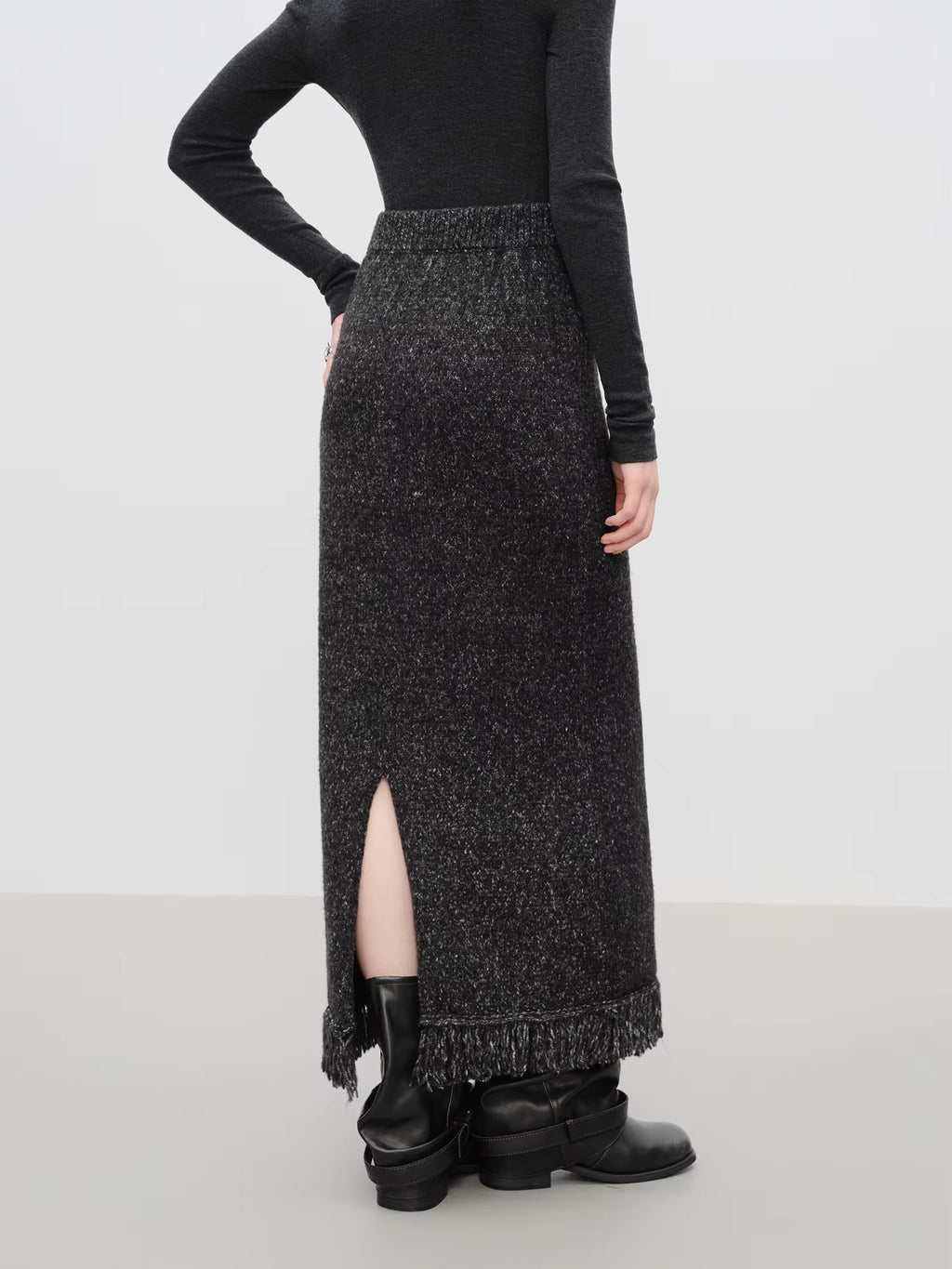 【Premium Series】Autumn Winter V-Neck Knitwear Women Yarn Dyed Cardigan Midi Skirt Two Piece Set Oversize Comfy with Scarf